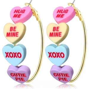 NWT Colorful Coversation Heart Hoop Earrings